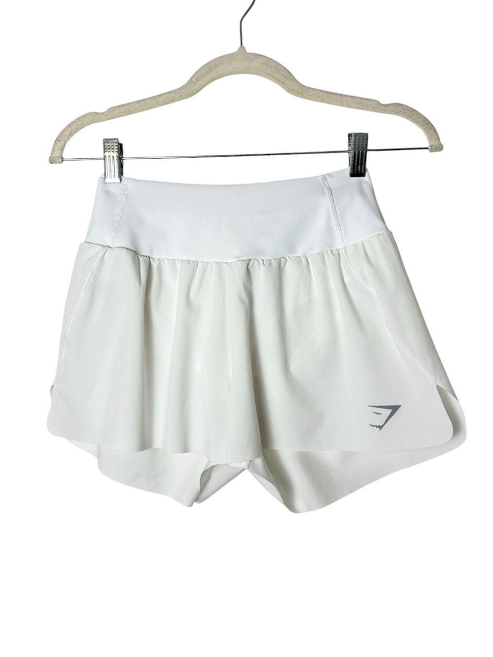 Gymshark White Women's Athletic Running Speed Short with Built-In Panty
